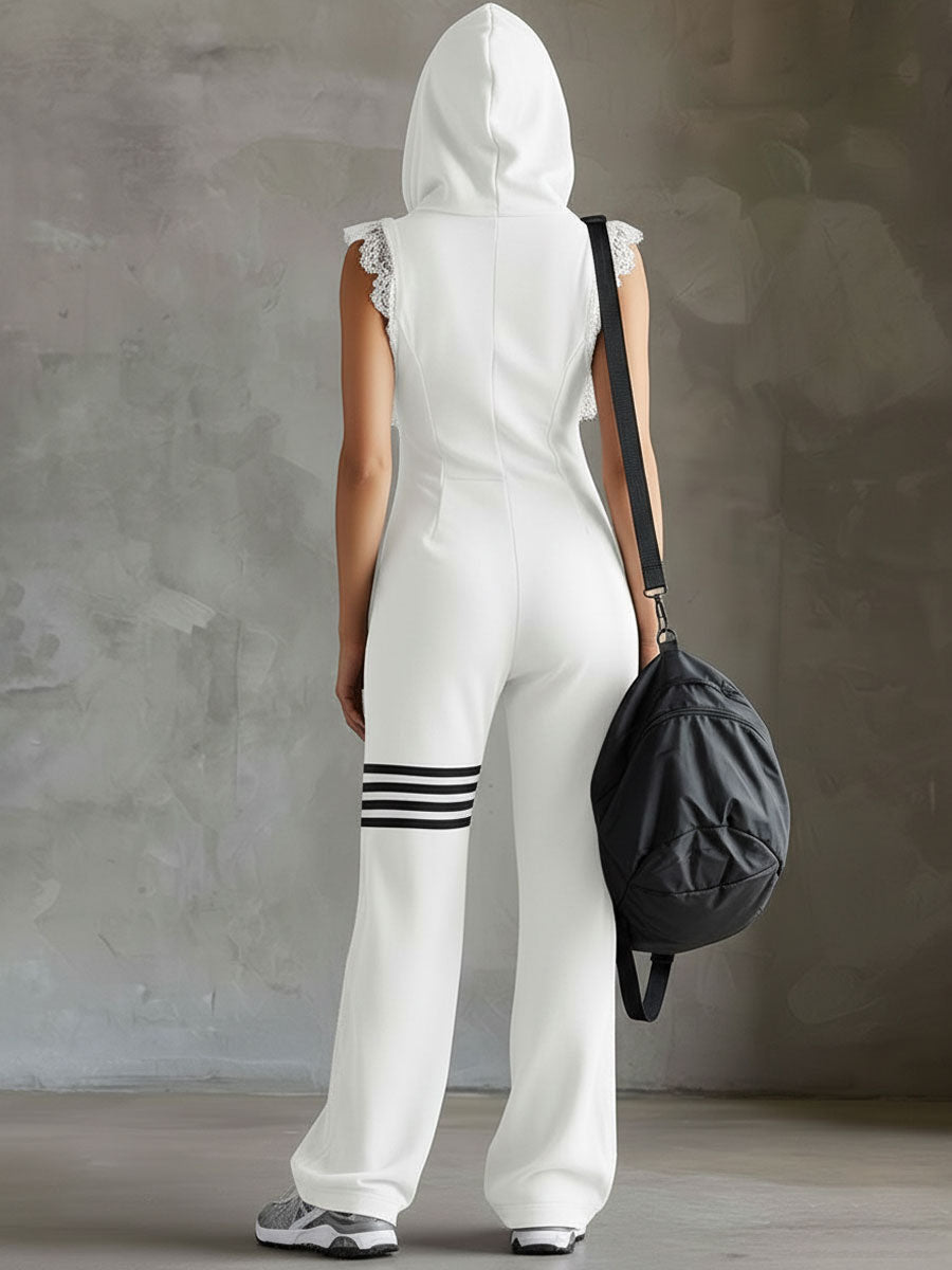 COMBINAISON SPORT RÉTRO GIANNA, CAPUCHE RAYURES